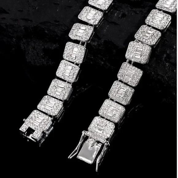 1pcs 8" Bracelet Emerald Crystals Square Box Chain - Picture 7 of 16